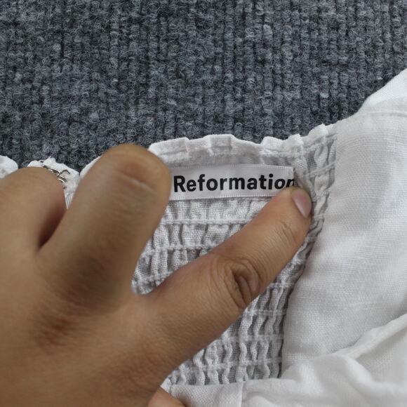 Reformation Dress 12 Pearson Linen Mini Cut Out Tie Strap Romantic Sexy Chic - Picture 9 of 13